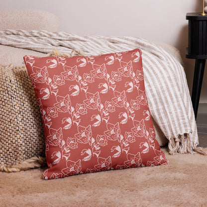 Coral Floral Premium Pillow